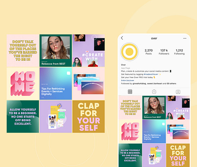 Over's Instagram Feed art direction brand brand design brand identity brand story branding color corporate identity graphic design instagram instagram post social media social media design