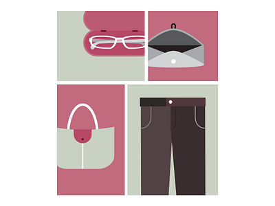 Flat Illustration Pants Glasses Bag design flat art flat design illustration vector