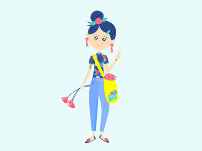 Flower Girl Flat Illustration flat art flower illustration vector
