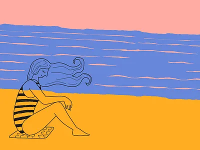 Beach girl beach branding cartoon character colorful flat girl girl illustration illustration minimal quirky simple simple illustration ui ux vector wind woman woman illustration women