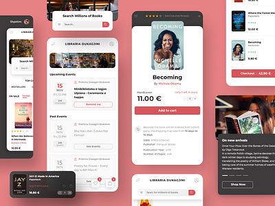 Book Store Experience app appdesign bookshop bookstore components design events interaction design library mobiledesign search shoppingcart store ui user experience user interface ux