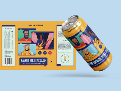 Never Farther. Never Closer beer beer art beer branding beer can beer illustration beer label chicago beer corona virus covid covid 19 hoppy wheat ale illustration midsommarfest music festival packaging design product design social distancing summer beer summerfest urban renewal brewing