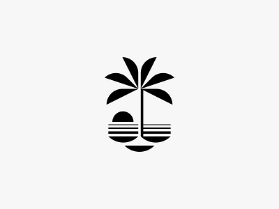 Senjakala afternoon beach clean icon logo modern nature palm sea simple sunset