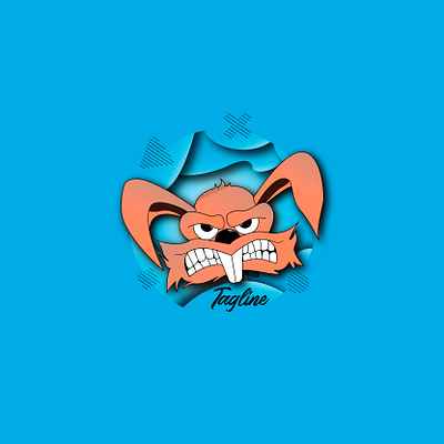 angry bunny branding design flat icon illustration minimal vector