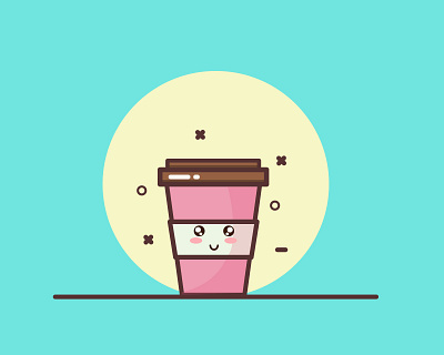 Coffee Cup Character かわいい design digital art graphic design illustraion illustration illustrator pink vector