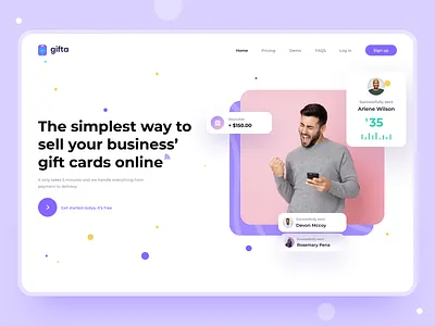 Gifta Landing Page branding clean concept dailyui design flat landing landing page profile ui ux uxdesign web website