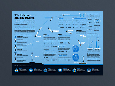 The Falcon and the Dragon infographic data visualisation data visualization data viz dragon falcon infographic mars moon nasa orbit rocket science space spacex star