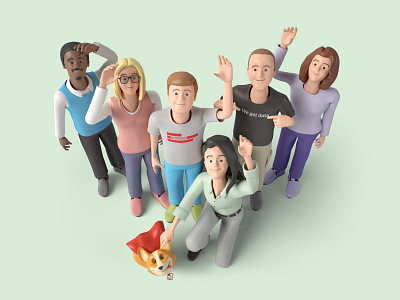 Supermetrics team 3d art 3d characters about page