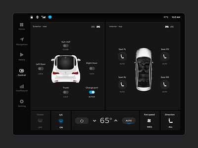 Car Interface automobile automotive car controls dashbord ui