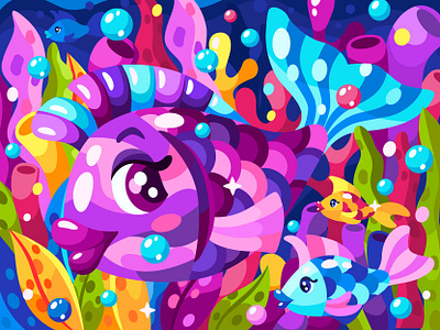 Underwater life. Part 1 2dillustration adobe illustrator coral reef design fish flat game art graphic illustration kids illustration magic ocean sea vector vector art vector illustration