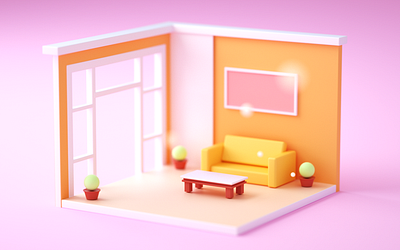 Room 3d 3d art 3drender c4d cinema4d isometric isometric art lowpoly lowpoly3d lowpolyart octanerender photoshop sofa