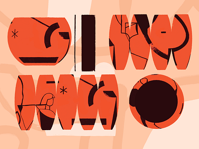 Plant Pot Composition abstract balance brush brutalism exploration illustration layout line orange paint pastel procreate shape sphere technical
