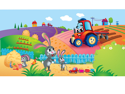 illustration tractor animals design graphic illustration tractor vector