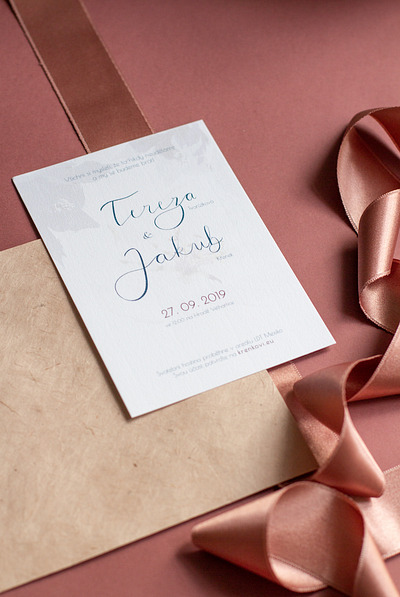 Invite of Tereza & Jakub design handlettering illustration modern calligraphy product photography wedding card wedding invitation