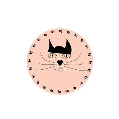 cat in hat or hairstyle vector clip art branding button cat illustration logo vector web