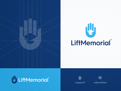 Lift Memorial - Logo Design brand brand identity branding design education website graduation cap grid design grid layout hand logo identity identity designer lettermark logo logo design logomark logotype designer negative space smart mark support typography