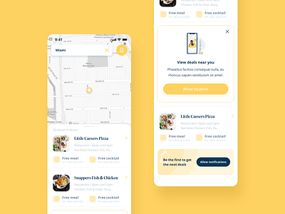 Mobile App UI exploration android app app dailyui deal iphone map ui map view mobile app mobile ui mobile ui design restaurant app ui ui design