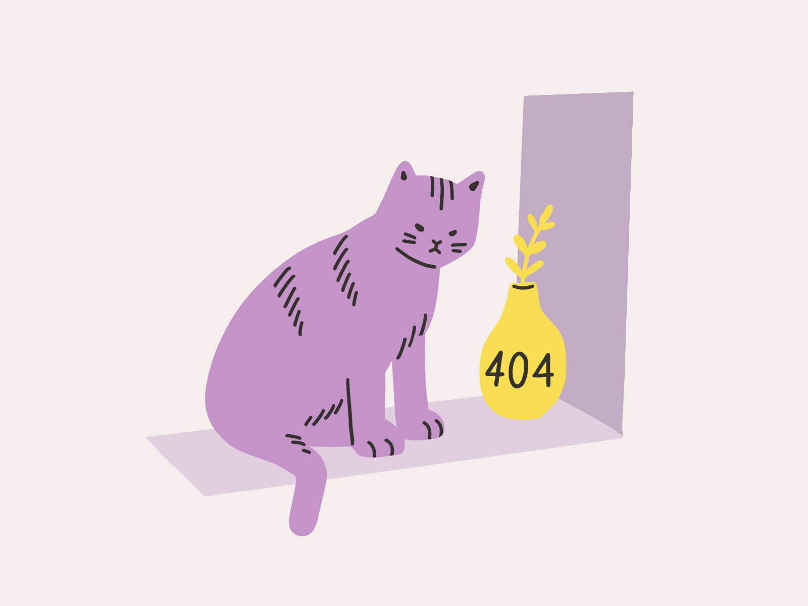 Daily UI 008_404 Page 404 404page cat daily ui dailyui gif illustraion mobile procreate ui