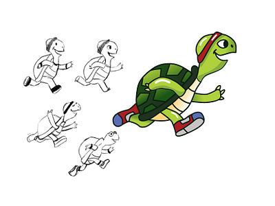 turrtle animals art design illustration logo runner turtle vector