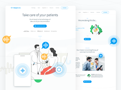 Webdesign and Development for DeepScribe. branding colorful design illustration webflow website website design website development