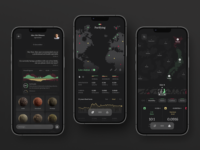 Fields Monitoring App Concept agriculture agro analytics app app design concept countryside crops farm farming fields green map monitoring nature smart app ui ui visual design vegetation weather