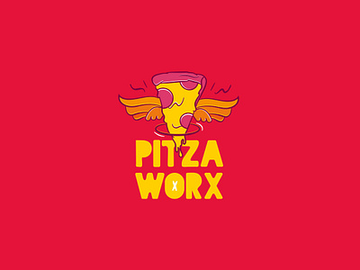 Pitza worx logo branding design icon illustration pizza