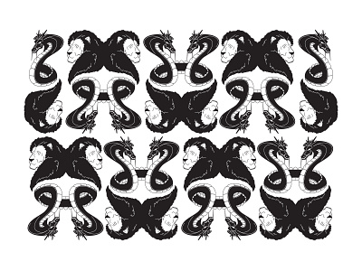 Lion + Dragon Pattern illustration vector