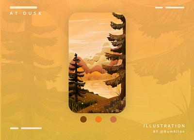 AT DUSK design illustration illustration design logo mountain wallpaper