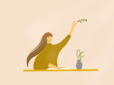 HERBARIUM 2d art art direction character design design girl hair herbarium illustration plant shapes shot simple