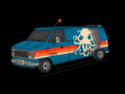 HMNIM 70s Van 70s drawing illustration octopus procreate van vehicle