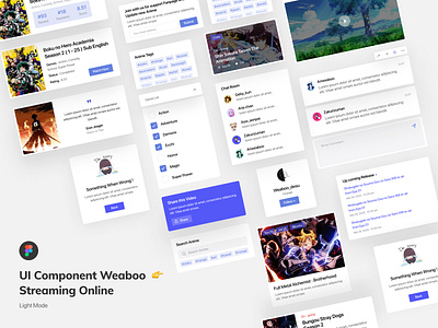 UI Component Weaboo Streaming Online anime blue figma light ui ui component ui kit ui ux uidesign uiux wibu