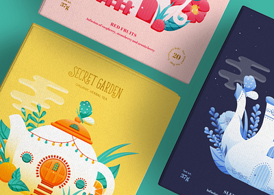 Packaging illustration branding colorful design editorial art editorial illustration flowers illustration package design packaging surface design surface pattern design tea visual design