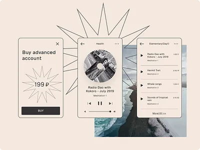 meditation app2 app design app designer figma illustration meditation meditation app music player ui uiux
