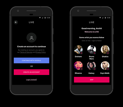 An app for artist going live app dark design illustration india iphone x learn live mobile music ui user experience user interface ux