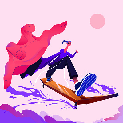 skateboarder 2d 2d character adobe illustrator cartoon cartoon character character design colors concept dribbble dribbblers gradient illustration perspective skateboarder skateboarding vector