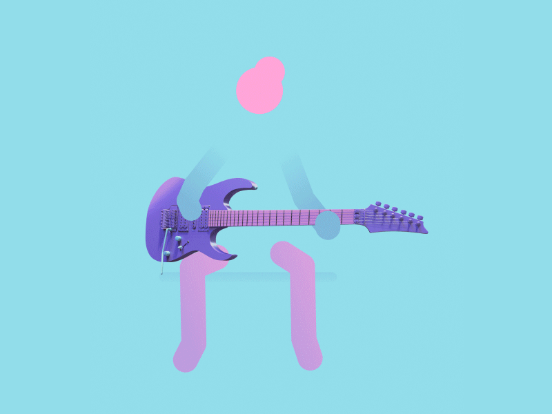 Guitar - 2D+3D animation mix 2d 3d animation animation after effects character animation cinema 4d colorful design flat design guitar modern design motion design motiongraphics music octanerender porto portugal