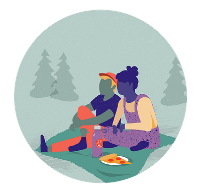 Pizza in the park illustration picnic pizza vector