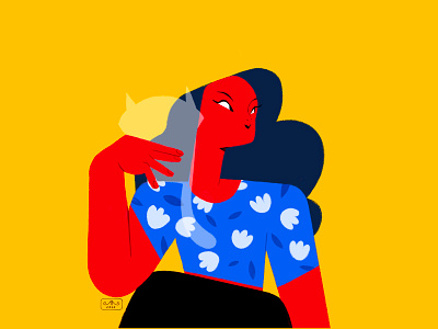 LADY WITH A CAT children book design diseño dtiys flat flat illustration illustration art procreate