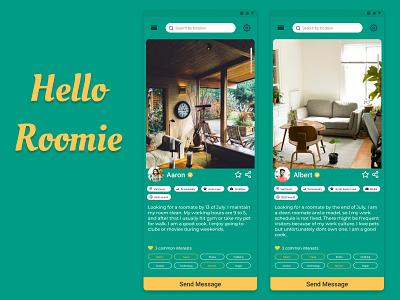 Hello Roomie app design figma ui