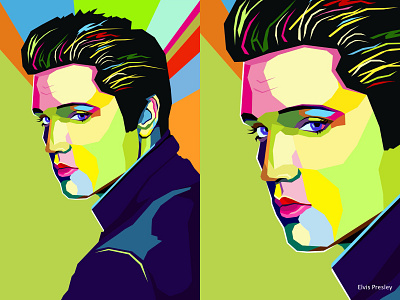 Elvis Presley polygon illustration clear colorful design elegant elvis presley flat green illustration lowpoly minimal polygon simple singer sketch stars ui vector