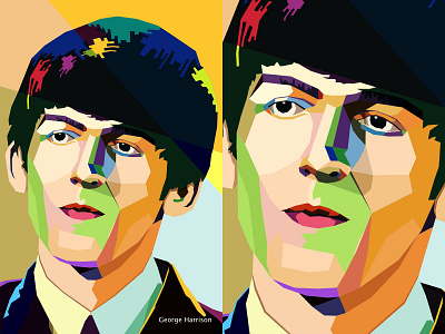 George Harrison illustration clear colorful design elegant flat george harrison illustration lowpoly musician polygon simple sketch star