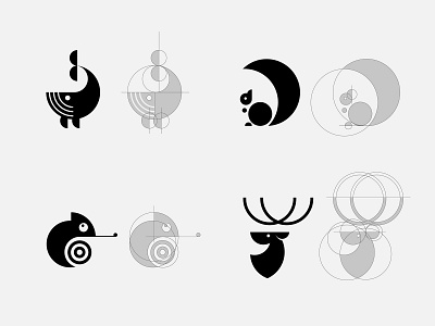 animals using only the circle animal logo branding chameleon logo circle circle logo deer logo design logo minimal minimal logo squirrel logo visual design whale logo