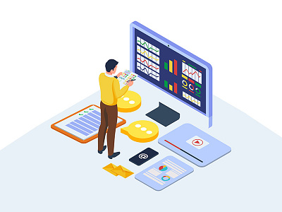 Data analysis illustration concept analysis app branding creative data design digital dribbble element idea illustration isometric kit marketing strategy system ui vector vectors website