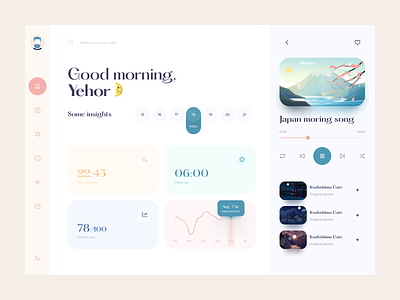 🌜 Sleep Helper App analytic app design charts concept dashboard illustration interface meditation minimal night product sleep startup ui ux