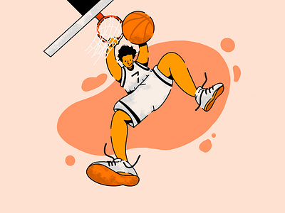 Dunk it! art basket basketball boy character design drawing dunk flat grain graphic illustration illustrator modern procreate slamdunk sport style texture trend