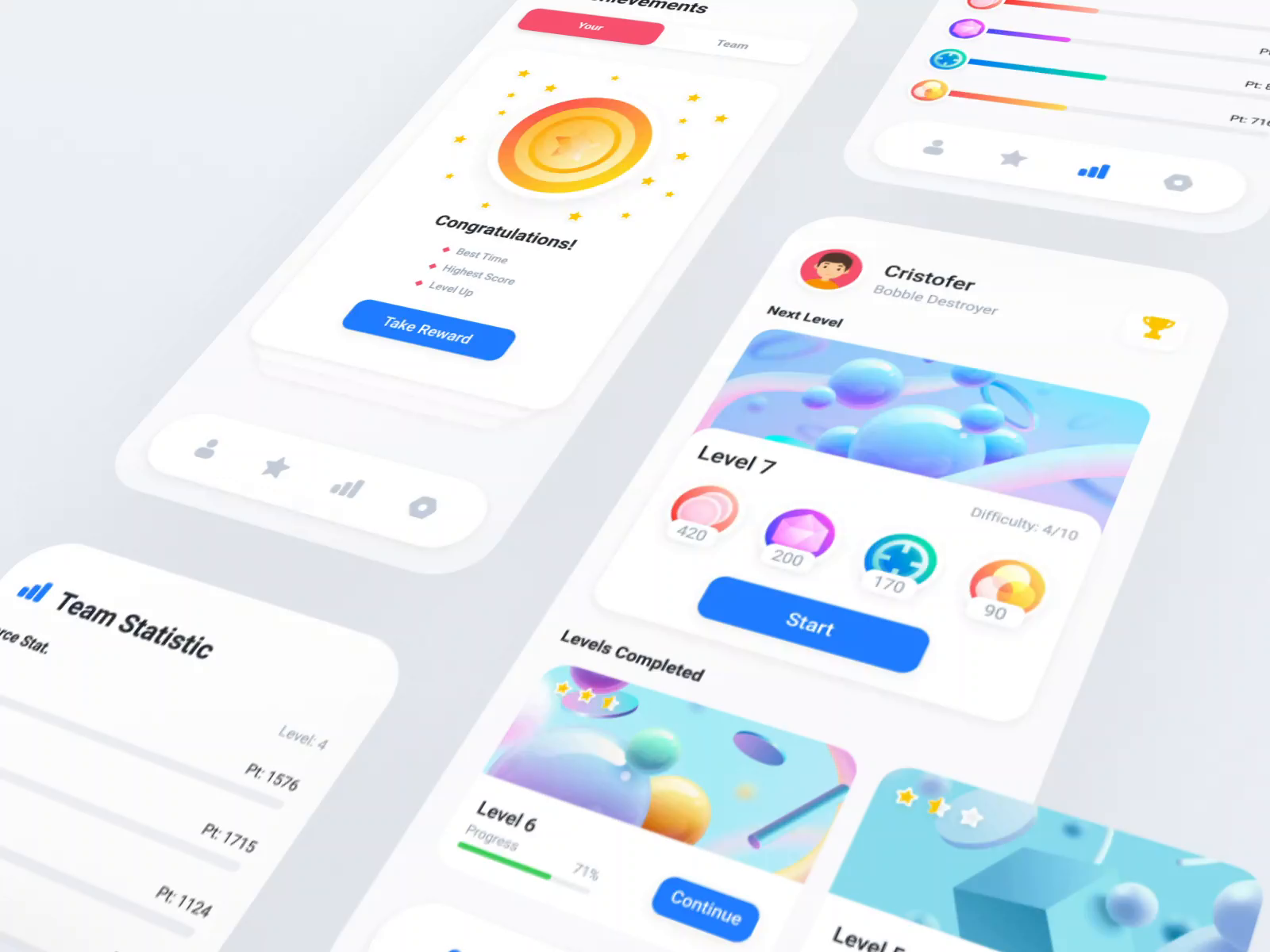 Example of Mobile Game UI series: Statistics dashboard