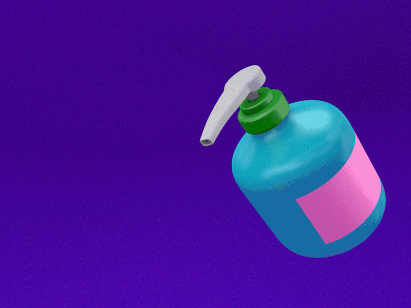 Let's sanitize🧴 3d animated gif c4d coronavirus covid19 illustration sanitizer virus