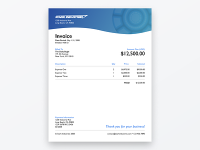 Daily UI 046—Invoice daily daily 046 daily bugle daily ui daily ui 046 dailyui dailyuichallenge design figma interface invoice marvel pdf receipt stark industries ui ui design