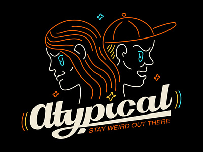 Atypical lettering practise atypical design doodle drawing face illustration lettering logo man neon typography vector women