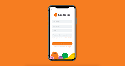 Daily UI #01 Headspace signup page app branding dailyui design flat headspace mobiledesign signup uidesign ux web